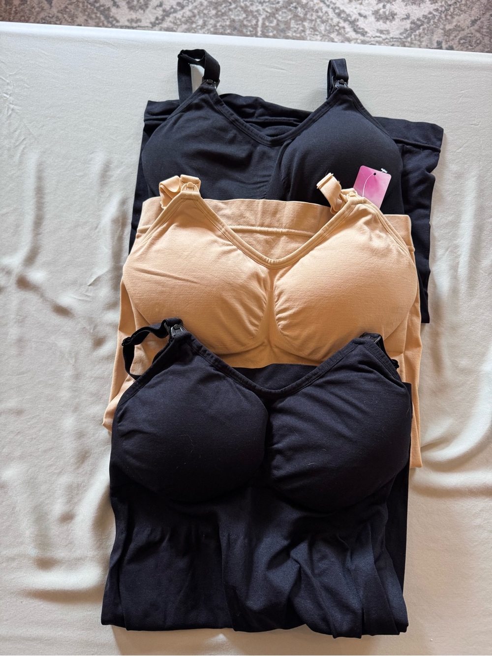 Seamless Padded Nursing/Cami Tops - Black & Nude